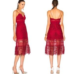 Self-Portrait Floral Blush Guipure Lace Midi Dress, Size 8